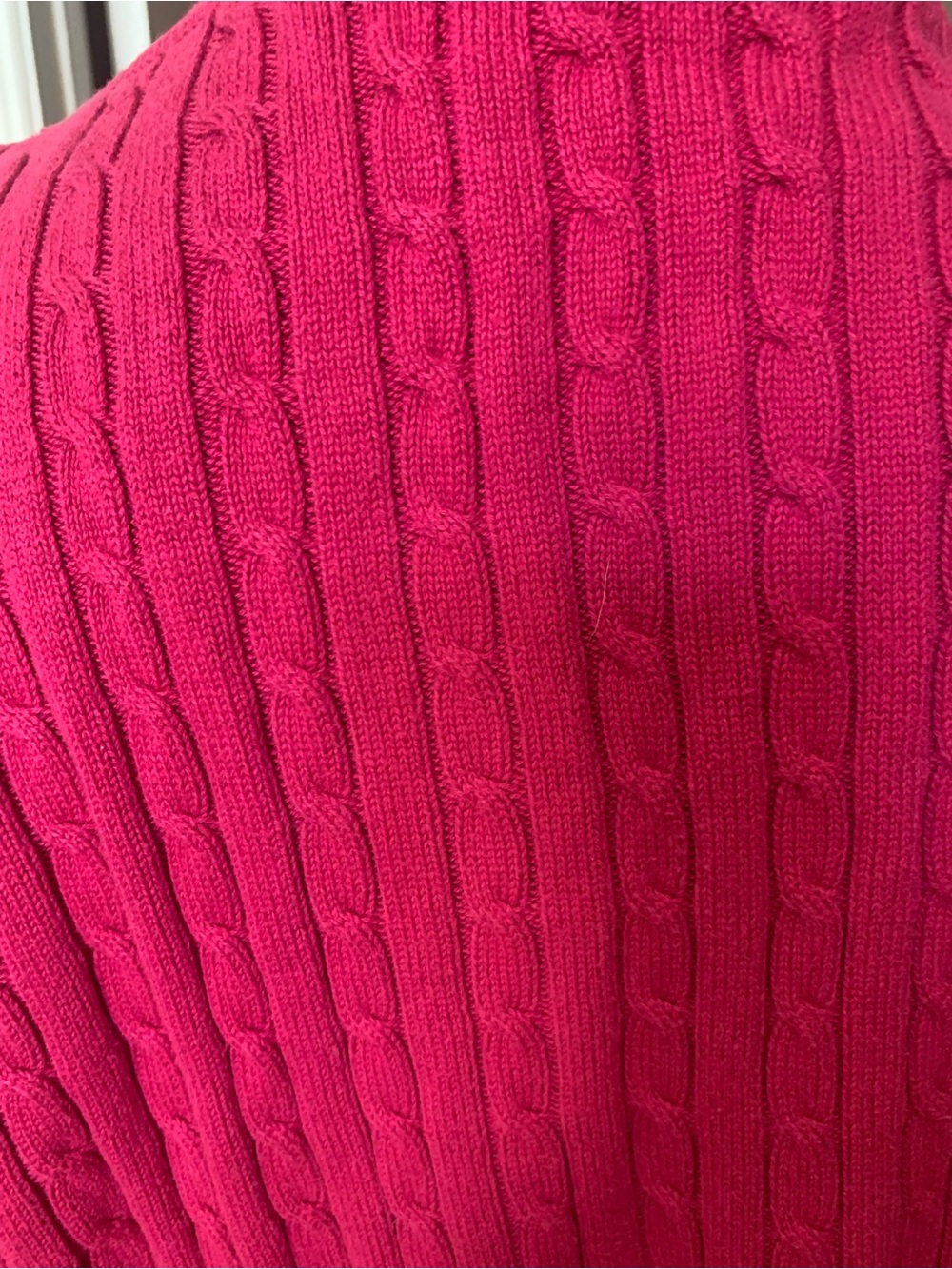 Talbots Cable Knit V-Neck Sweater - Hot Pink - Picture 4 of 7